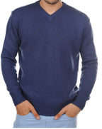 Balldiri Kaschmir Pullover Herren V - Ausschnitt 100% 8 - fädig kobaltblau L - Balldiri
