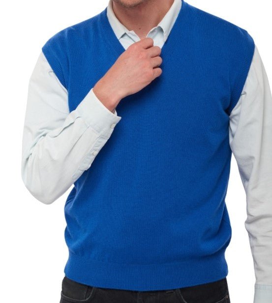 Balldiri Kaschmir Pullunder Herren V - Ausschnitt 100% Kaschmir 2 - fädig - ultramarin - Balldiri
