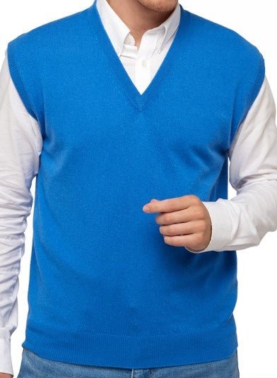 Balldiri Kaschmir Pullunder Herren V - Ausschnitt 100% Kaschmir 2 - fädig - tetbury blau - Balldiri