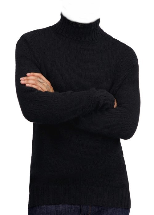Balldiri Kaschmir Rollkragen Pullover Herren 100% 8 - fädig - Schwarz - Balldiri