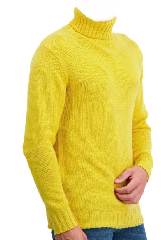 Balldiri Kaschmir Rollkragen Pullover Herren 100% 8 - fädig - gelb - Balldiri