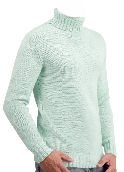 Balldiri Kaschmir Rollkragen Pullover Herren 100% 8 - fädig - hellgrün - Balldiri