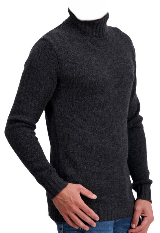 Balldiri Kaschmir Rollkragen Pullover Herren 100% 8 - fädig - anthrazit - Balldiri