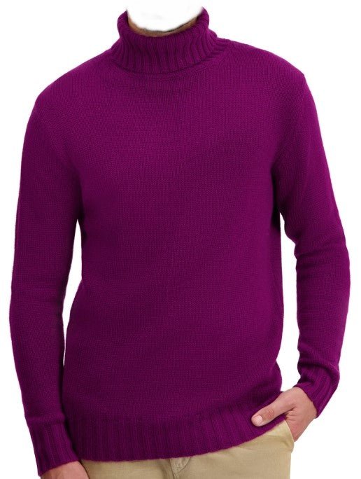 Balldiri Kaschmir Rollkragen Pullover Herren 100% 8 - fädig - geranie - Balldiri