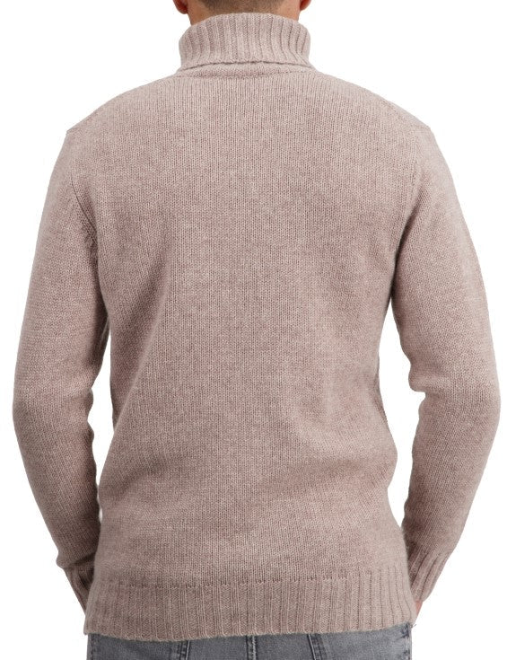 Balldiri Kaschmir Rollkragen Pullover Herren 100% 8 - fädig - naturbraun - Balldiri