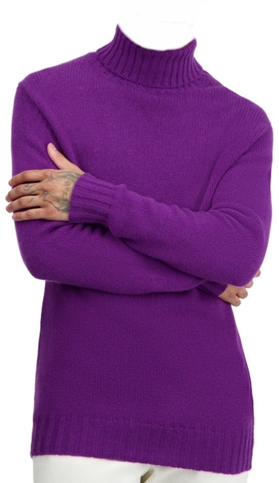 Balldiri Kaschmir Rollkragen Pullover Herren 100% 8 - fädig - lila - Balldiri