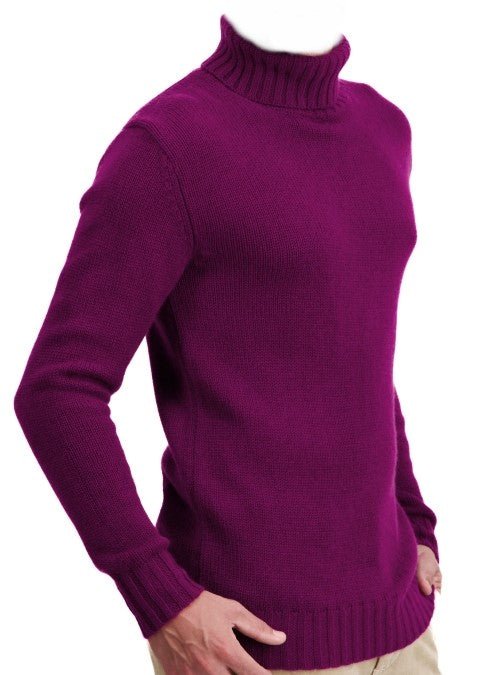 Balldiri Kaschmir Rollkragen Pullover Herren 100% 8 - fädig - geranie - Balldiri