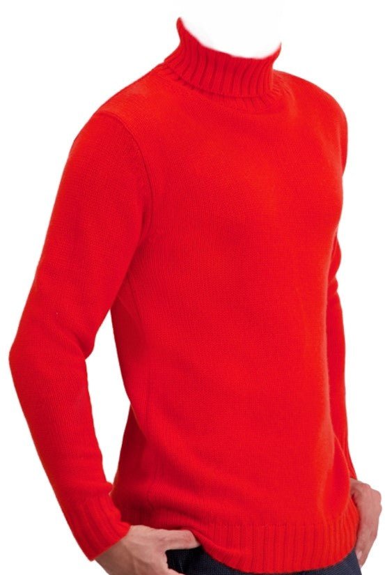 Balldiri Kaschmir Rollkragen Pullover Herren 100% 8 - fädig - rot - Balldiri