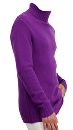 Balldiri Kaschmir Rollkragen Pullover Herren 100% 8 - fädig - lila - Balldiri