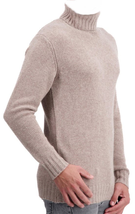 Balldiri Kaschmir Rollkragen Pullover Herren 100% 8 - fädig - naturbraun - Balldiri