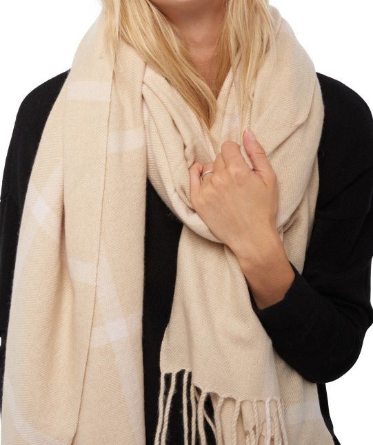 Balldiri Kaschmir Schal 210x90 cm 4 - fädig - beige/zartrosa - Balldiri