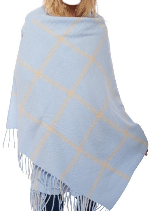 Balldiri Kaschmir Schal 210x90 cm 4 - fädig - himmelblau/beige - Balldiri