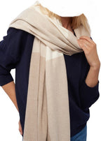 Balldiri Kaschmir Schal 225 x 75 cm - 100% Kaschmir Stola 4 - fädig - ecru/naturbraun - Balldiri