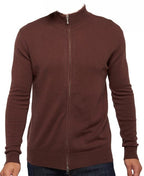Balldiri Kaschmir Strickjacke Herren 100% Kaschmir mit Zipper 2 - fädig - schokobraun - Balldiri