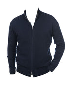 Balldiri Kaschmir Strickjacke Herren 100% Kaschmir mit Zipper 2 - fädig - nachtblau - Balldiri