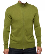 Balldiri Kaschmir Strickjacke Herren 100% Kaschmir mit Zipper 2 - fädig - sommergrün - Balldiri