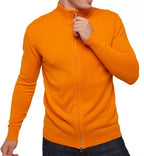 Balldiri Kaschmir Strickjacke Herren 100% Kaschmir mit Zipper 2 - fädig - Orange - Balldiri