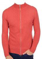 Balldiri Kaschmir Strickjacke Herren 100% Kaschmir mit Zipper 2 - fädig - koralle - Balldiri