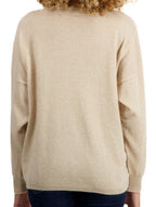 Balldiri Kaschmir V - Pullover Damen 100% Kaschmir mit Bund, 2 - fädig - beige - Balldiri