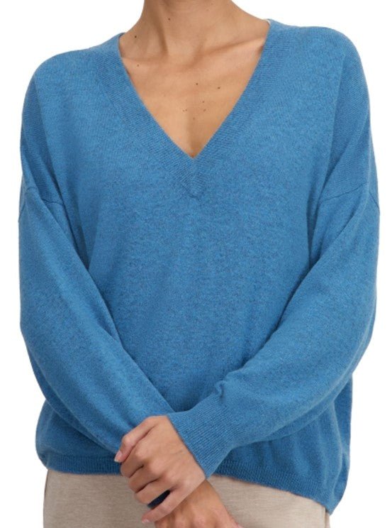 Balldiri Kaschmir V - Pullover Damen 100% Kaschmir mit Bund, 2 - fädig - gelb - Balldiri