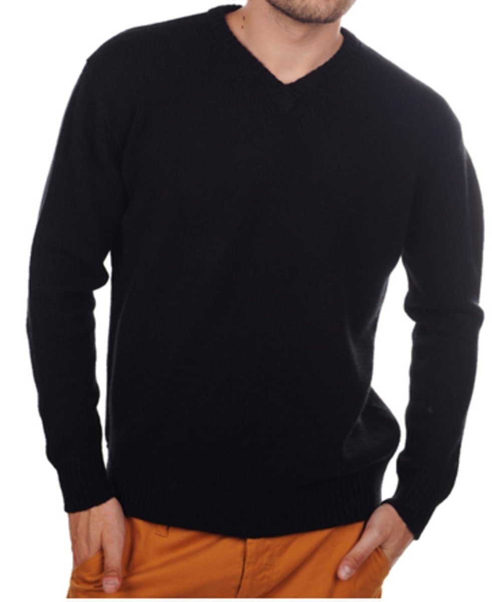 Balldiri Kaschmir V - Pullover Herren 100% 8 - fädig - schwarz - Balldiri