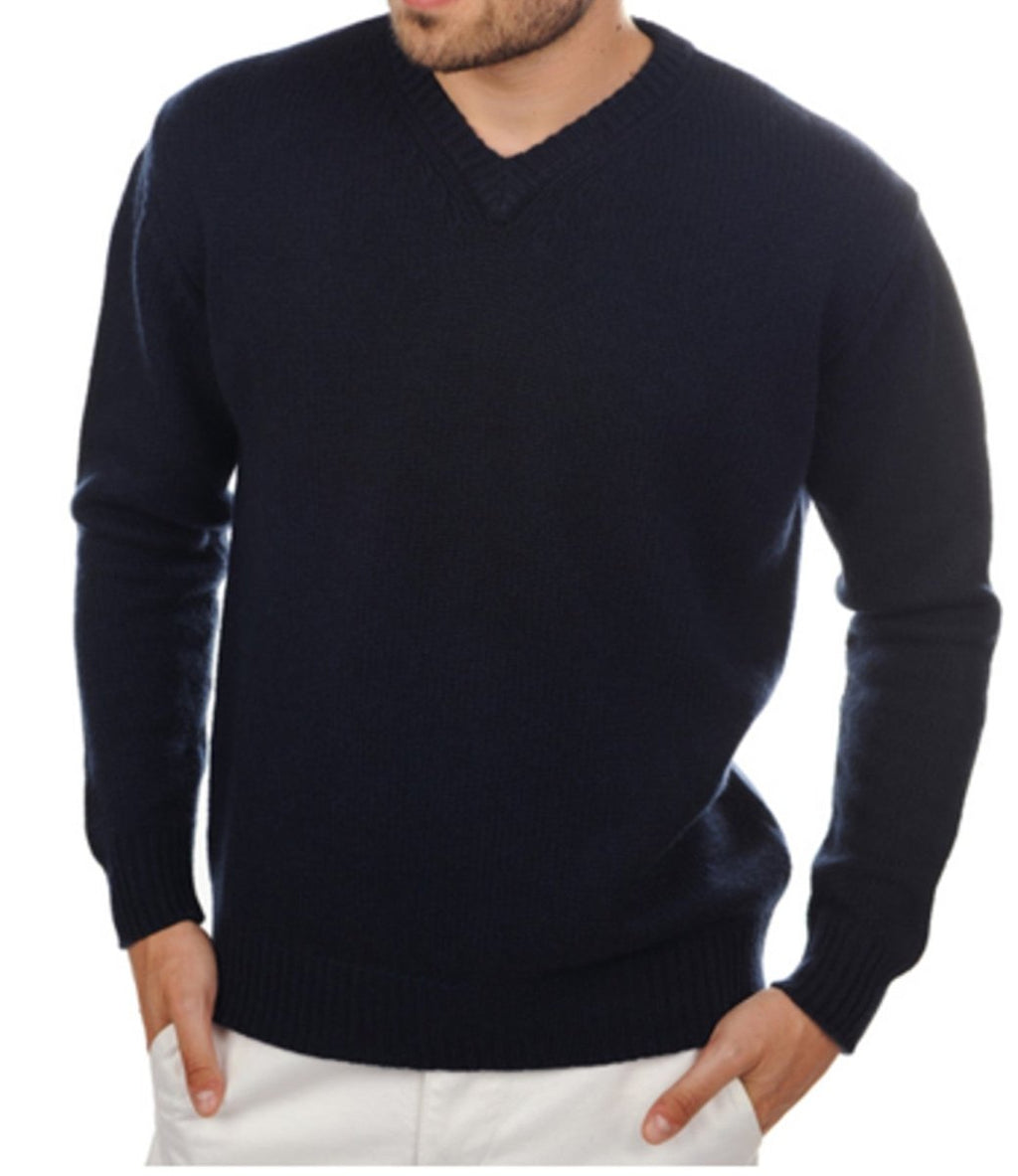 Balldiri Kaschmir V - Pullover Herren 100% 8 - fädig - nachtblau - Balldiri