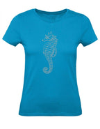 Balldiri T-Shirt Damen graues Seepferdchen XS bis 2XL - azurblau - Balldiri