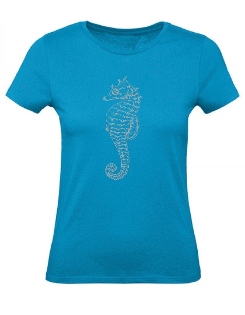 Balldiri T-Shirt Damen graues Seepferdchen XS bis 2XL - azurblau - Balldiri