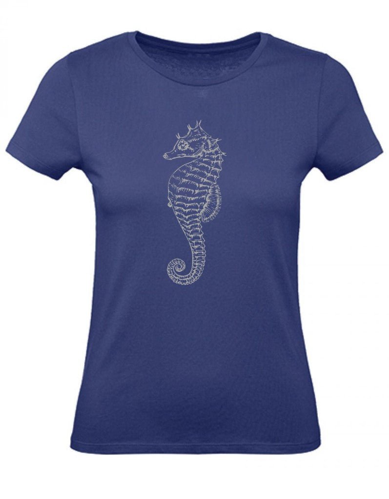 Balldiri T-Shirt Damen graues Seepferdchen XS bis 2XL - blau - Balldiri