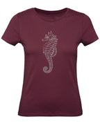 Balldiri T-Shirt Damen graues Seepferdchen XS bis 2XL - bordeaux - Balldiri