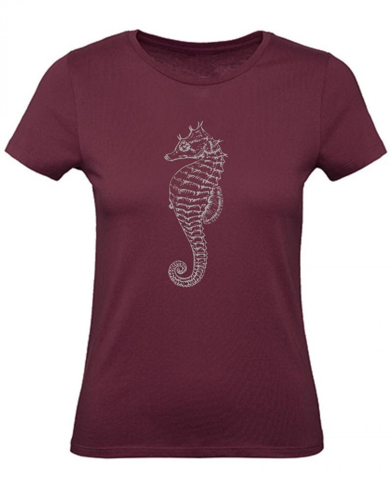 Balldiri T-Shirt Damen graues Seepferdchen XS bis 2XL - bordeaux - Balldiri