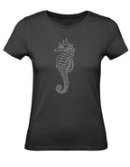 Balldiri T-Shirt Damen graues Seepferdchen XS bis 2XL - schwarz - Balldiri