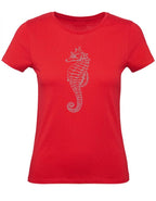 Balldiri T-Shirt Damen graues Seepferdchen XS bis 2XL - rot - Balldiri