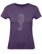 Balldiri T-Shirt Damen graues Seepferdchen XS bis 2XL - purple - Balldiri