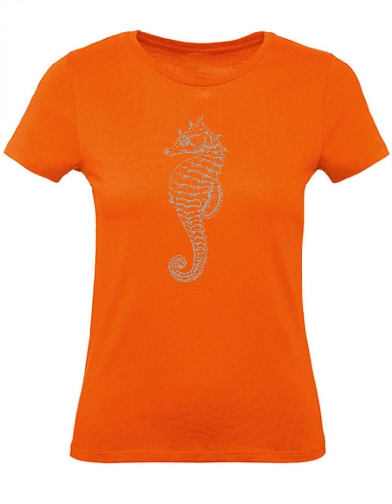 Balldiri T-Shirt Damen graues Seepferdchen XS bis 2XL - orange - Balldiri