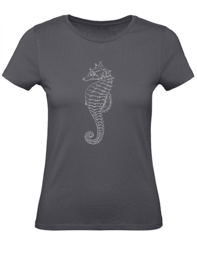 Balldiri T-Shirt Damen graues Seepferdchen XS bis 2XL - grau - Balldiri