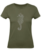Balldiri T-Shirt Damen graues Seepferdchen XS bis 2XL - khaki - Balldiri