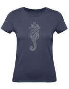 Balldiri T-Shirt Damen graues Seepferdchen XS bis 2XL - navy - Balldiri