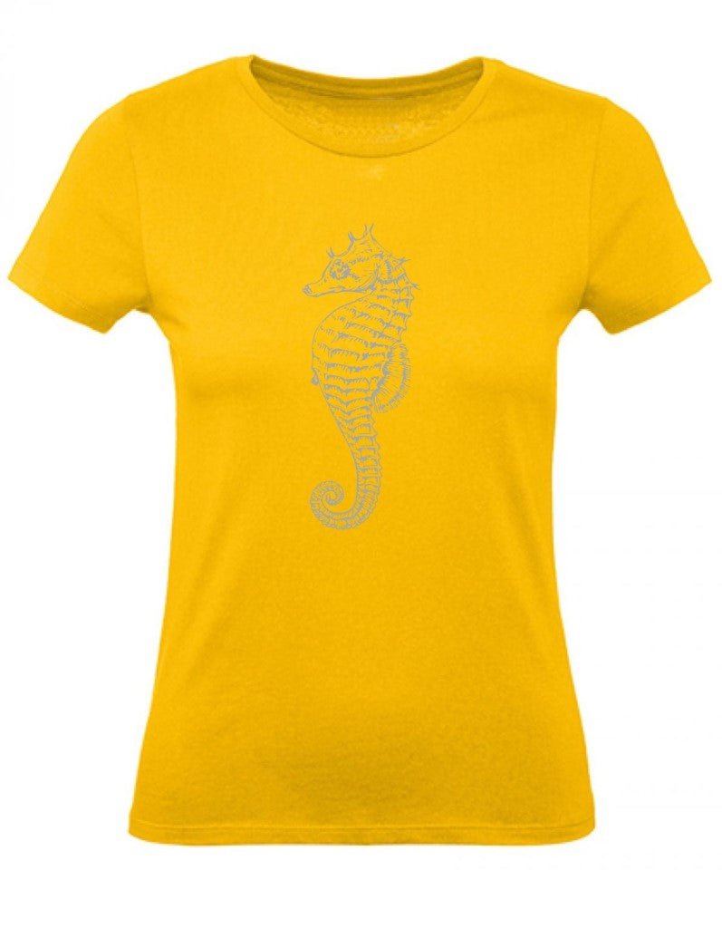 Balldiri T-Shirt Damen graues Seepferdchen XS bis 2XL - gold - Balldiri