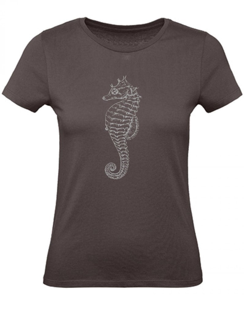 Balldiri T-Shirt Damen graues Seepferdchen XS bis 2XL - braun - Balldiri