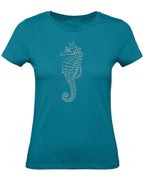 Balldiri T-Shirt Damen graues Seepferdchen XS bis 2XL - türkis - Balldiri