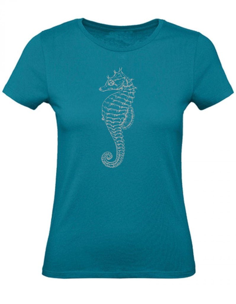 Balldiri T-Shirt Damen graues Seepferdchen XS bis 2XL - türkis - Balldiri