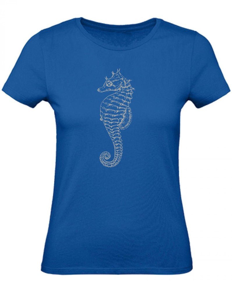 Balldiri T-Shirt Damen graues Seepferdchen XS bis 2XL - royalblau - Balldiri