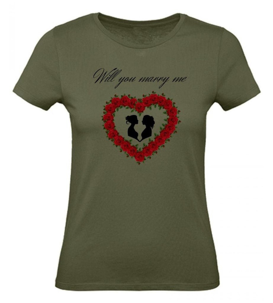 Balldiri T-Shirt Damen Heiratsantrag LGBTQ XS bis 2XL - kakhi - Balldiri