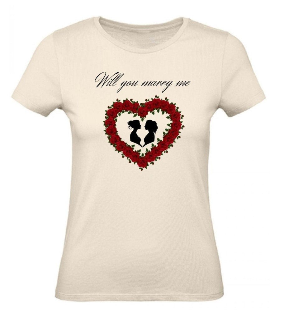Balldiri T-Shirt Damen Heiratsantrag LGBTQ XS bis 2XL - ecru - Balldiri
