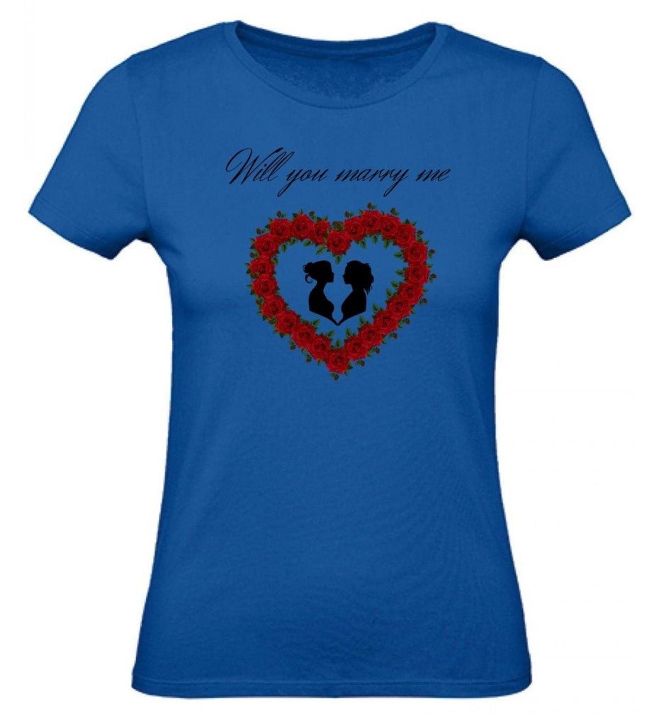 Balldiri T-Shirt Damen Heiratsantrag LGBTQ XS bis 2XL - royalblau - Balldiri
