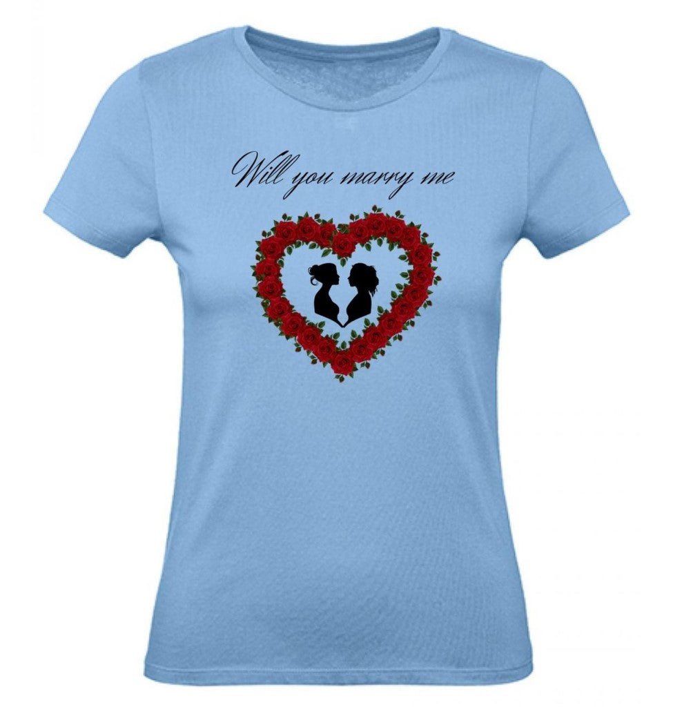Balldiri T-Shirt Damen Heiratsantrag LGBTQ XS bis 2XL - hellblau - Balldiri