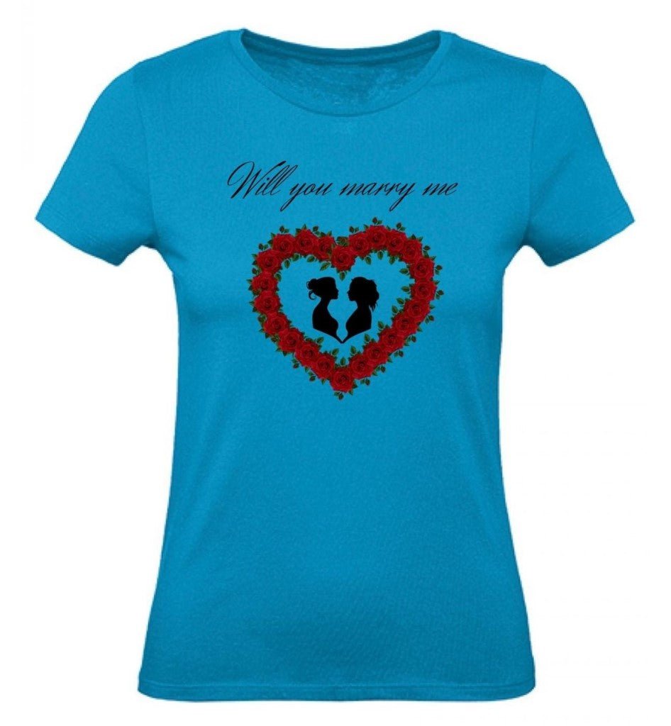 Balldiri T-Shirt Damen Heiratsantrag LGBTQ XS bis 2XL - azurblau - Balldiri