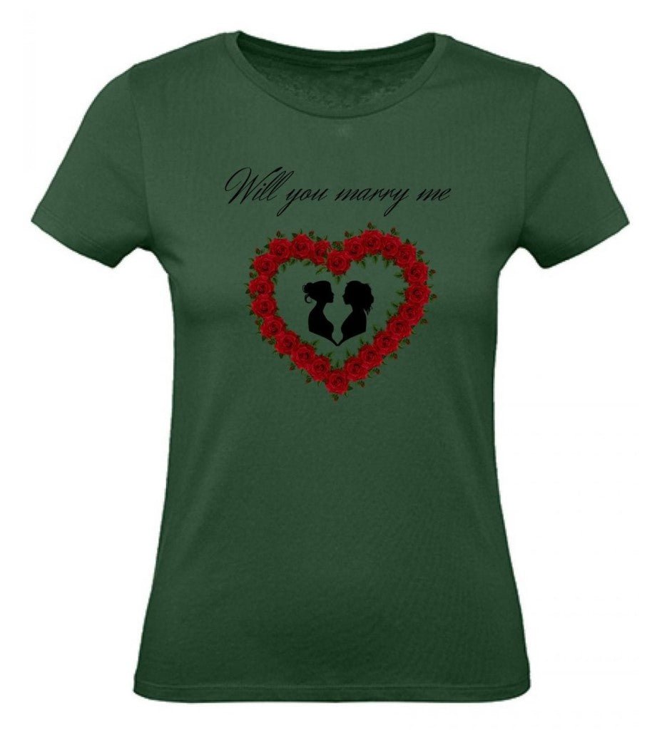 Balldiri T-Shirt Damen Heiratsantrag LGBTQ XS bis 2XL - navy grün - Balldiri