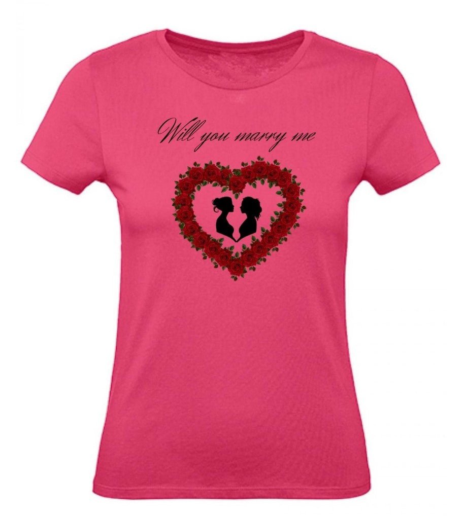 Balldiri T-Shirt Damen Heiratsantrag LGBTQ XS bis 2XL - rosa - Balldiri